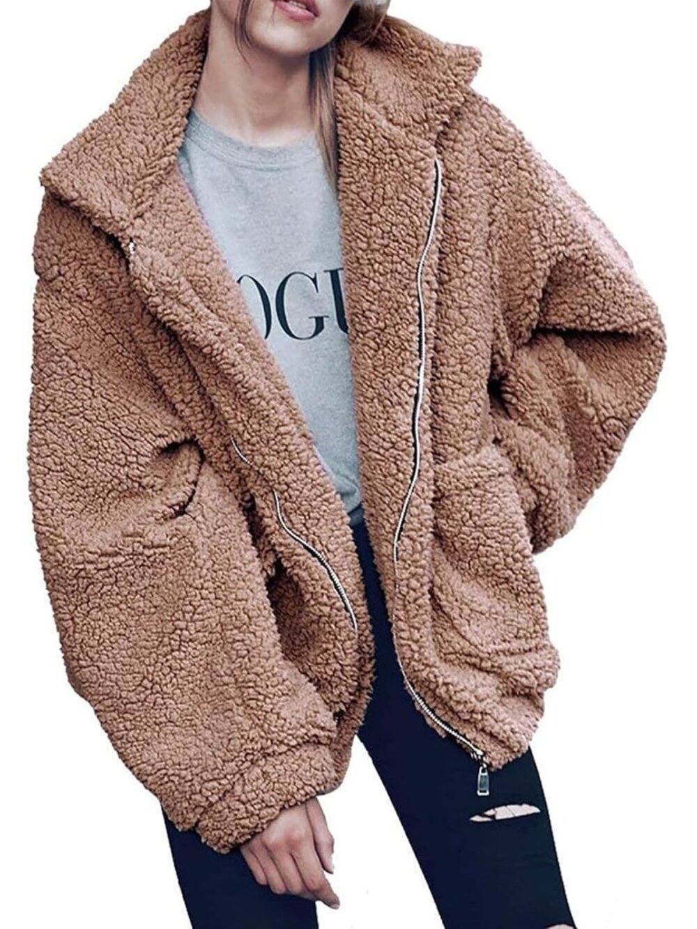Oversized Sherpa Fleece Jacket Women's Winter Coats Outerwear